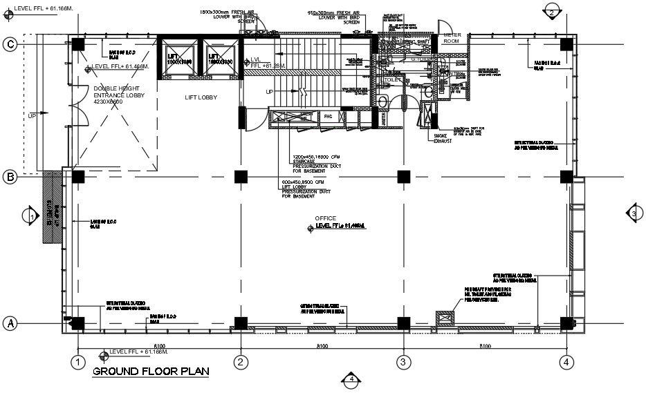 Office Ground Floor Plan Building AutoCAD Drawing Download DWG File