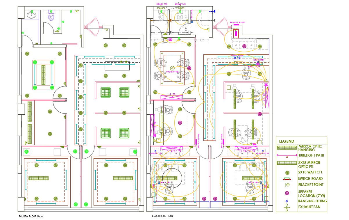 Office Interior Design With Electrical Layout Plan Design DWG File