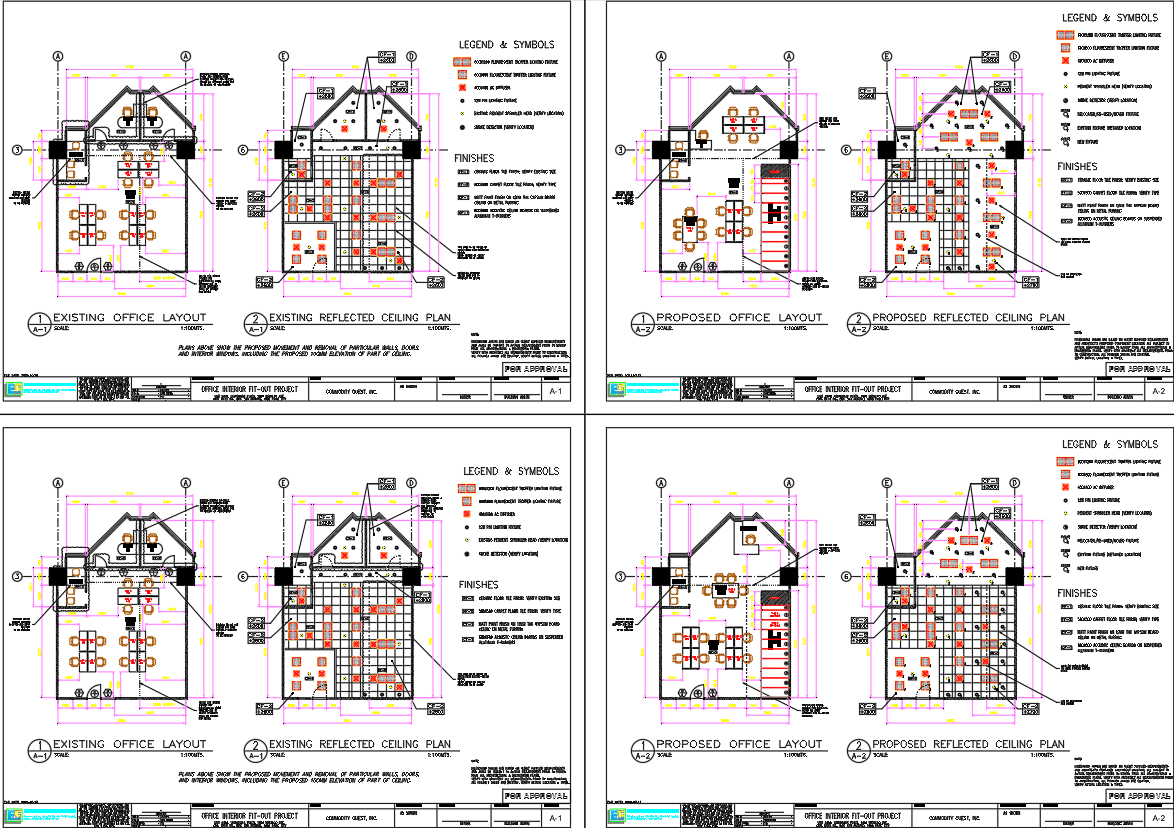 Office Fit-Out DWG File with Layout and Ceiling Plans