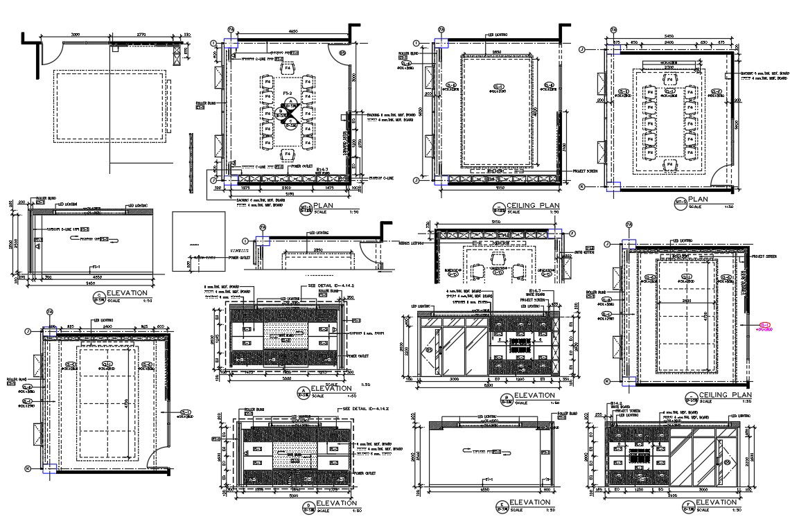 Office Meeting Room Interior Drawing Plan And Elevation Design DWG File