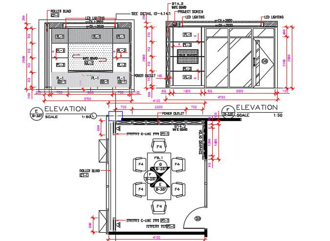 Office Meeting Room Plan And Elevation AutoCAD File