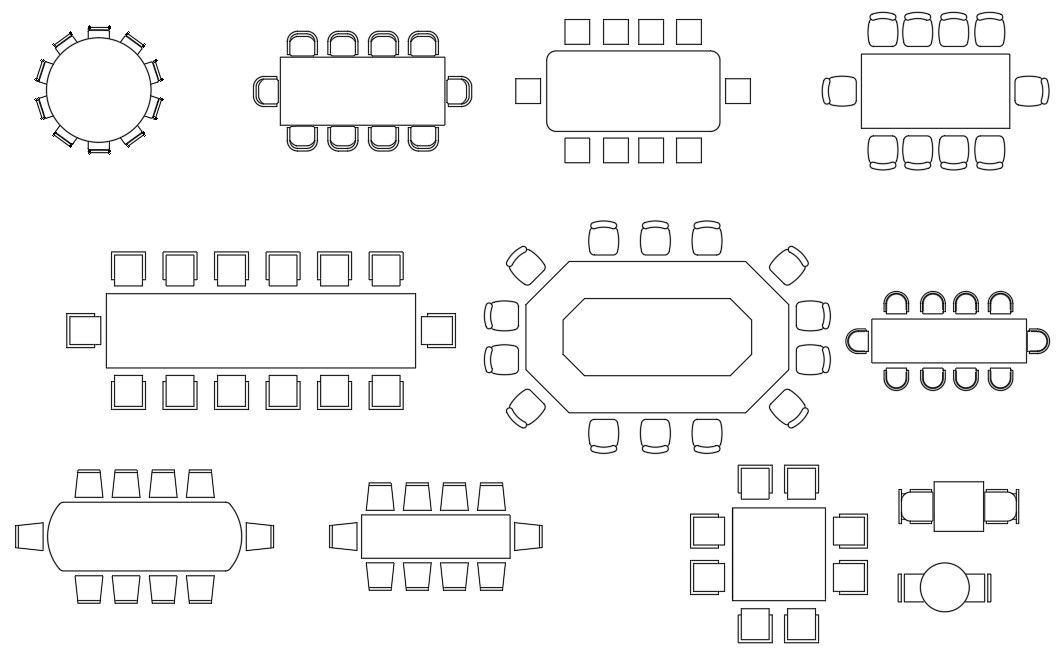 Office Meeting Table And Chair CAD Blocks Model