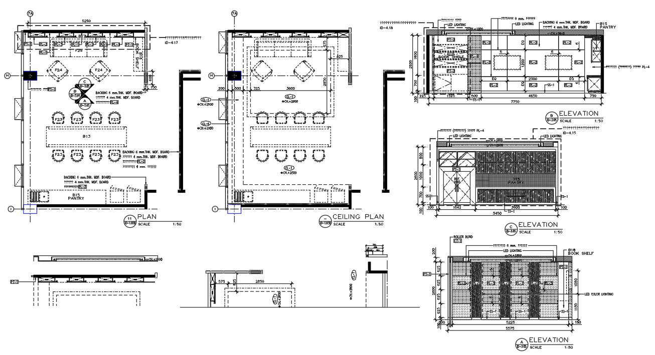 Office Pantry Plan With Elevation Drawing DWG File