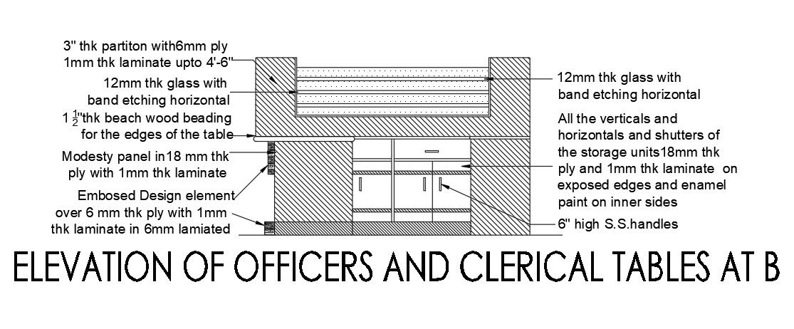 Office Table Elevation Design AutoCAD Drawing DWG File