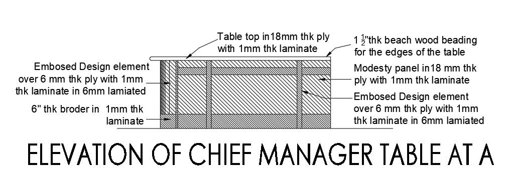 Office Table Elevation CAD Design DWG File Free Access