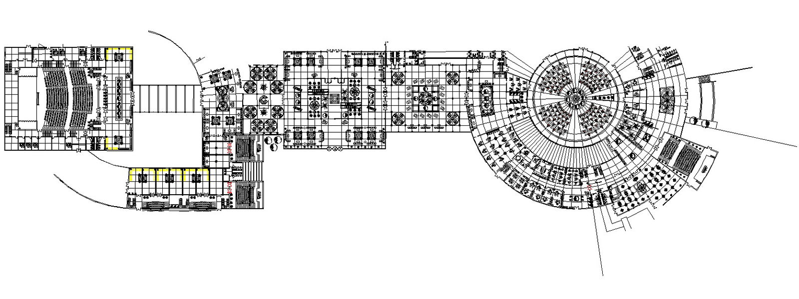 Office building conference hall floor plan and section details ,Download the AutoCAD 2D DWG file.