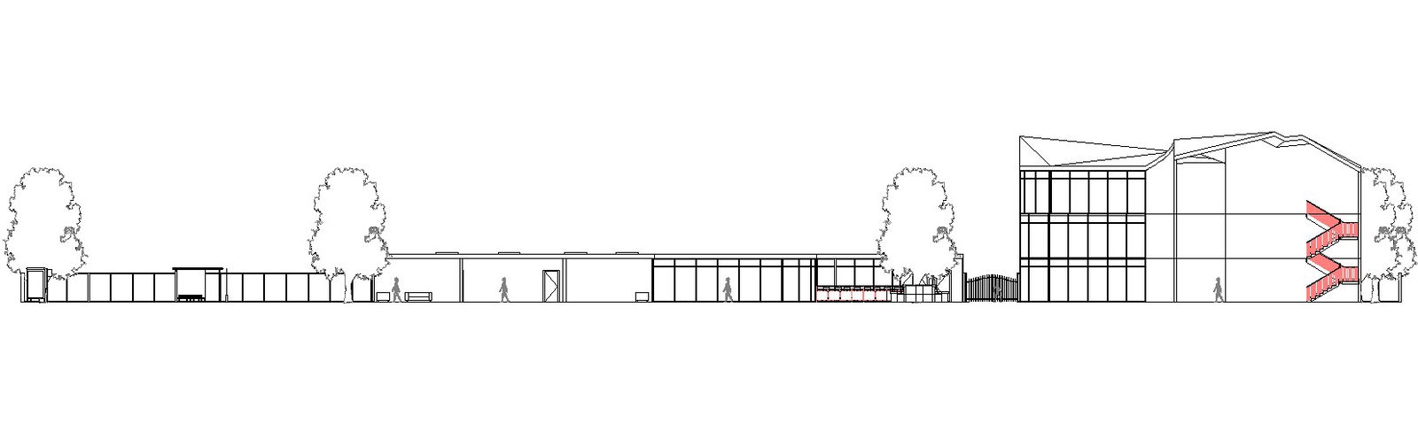 Office building side elevation and the section details AutoCAD DWG drawing file is provided. Download the AutoCAD 2D DWG file.