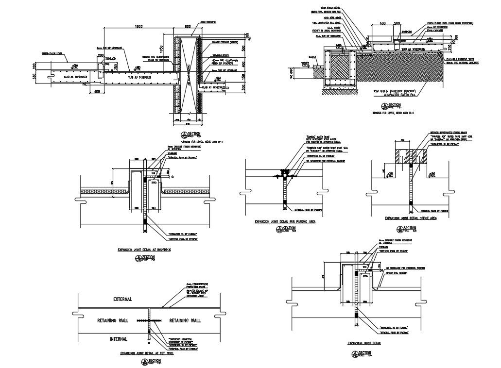 Office building slab section details are given in this AutoCAD DWG drawing. Download the AutoCAD 2D DWG file.