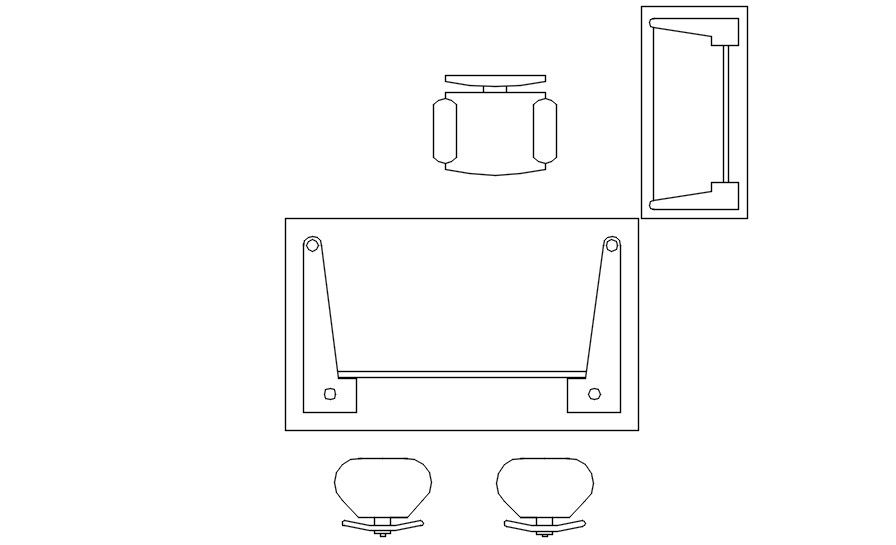 Office cabin table and chair blocks in AutoCAD, dwg file.