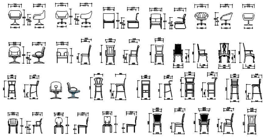 Office Chair 2D Block Drawing File for AutoCAD Interior Designers