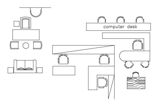 Office computer desk 2D plan is given in this file