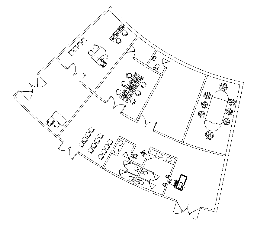 Office design cad drawing is given in this cad file. Download this 2d cad file.