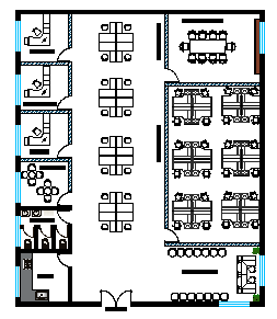 Office floor plan in this AutoCAD file. Download 2d autocad drawing file.