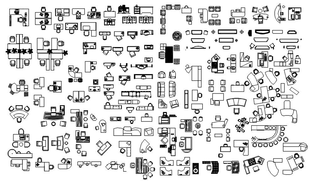 Office Furniture CAD Blocks in AutoCAD 2D Drawing File
