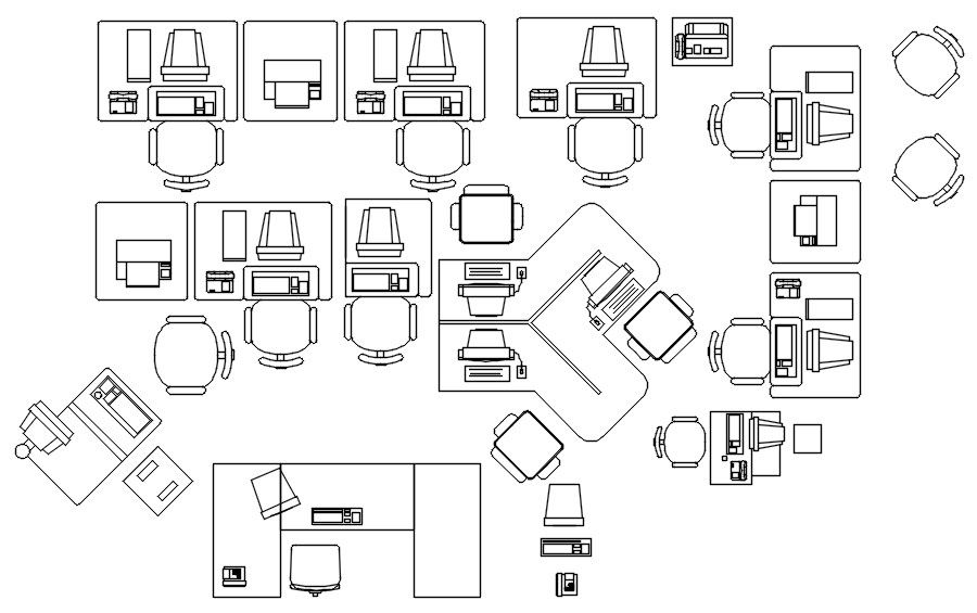 Office furniture in detail AutoCAD drawing, dwg file, CAD file