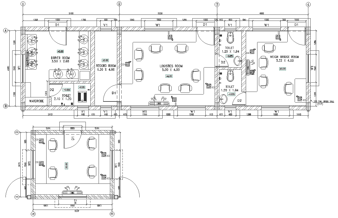Office layout plan DWG AutoCAD file