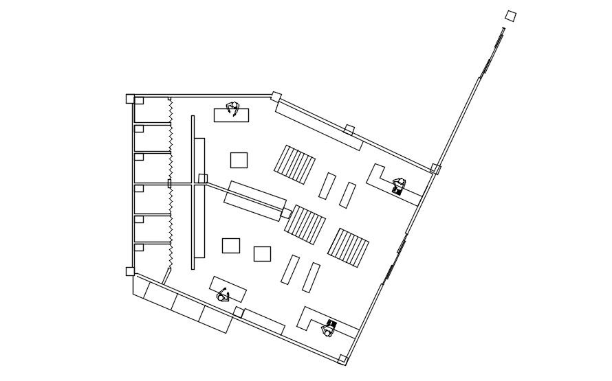 Office layout plan in AutoCAD 2D drawing, CAD file, dwg file