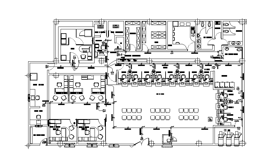 Office plan with lighting lamp CAD drawing in AutoCAD file