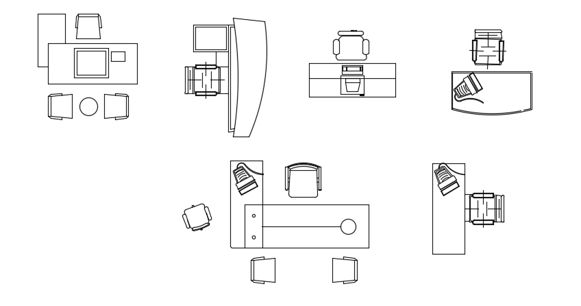 Office room computer table plan AutoCAD drawing