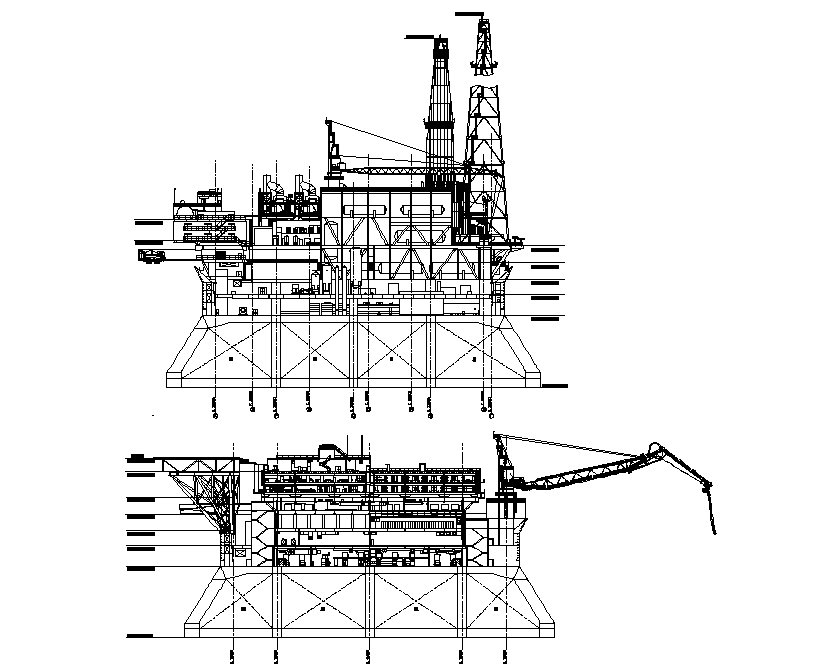 Oil refinery machine elevation dwg file