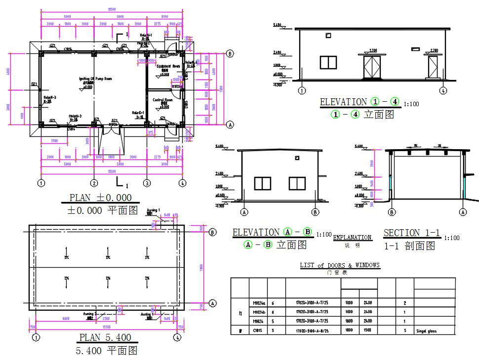 Oil Pump House Building Construction Drawing Plan With Elevation Design DWG File