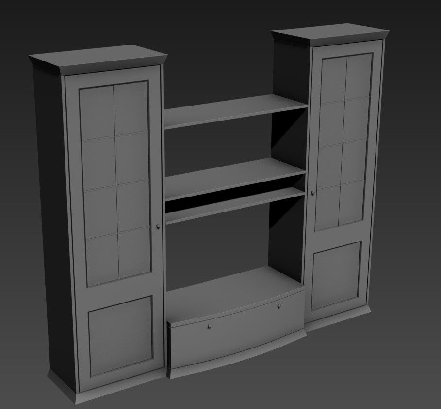 Old Furniture Style TV Showcase Cupboard 3D MAX File