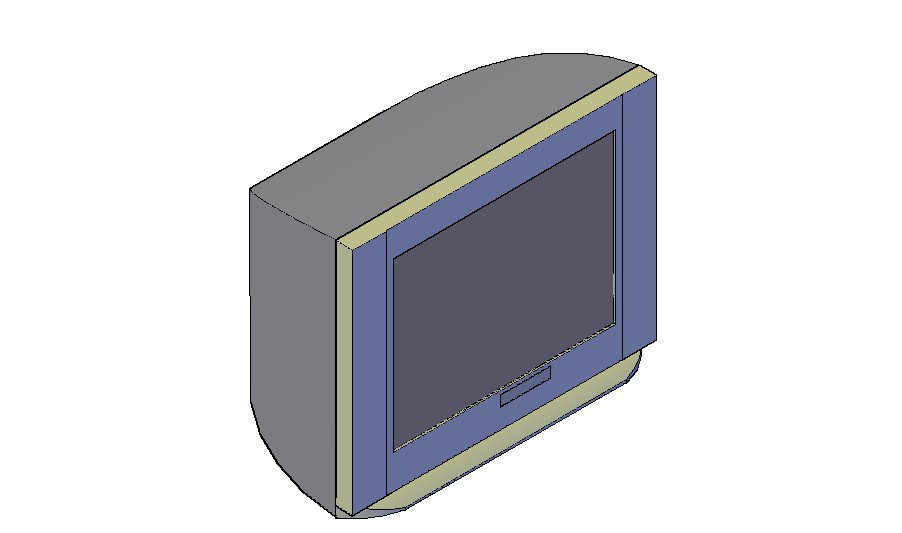 Old fashion television 3d block cad drawing details dwg file