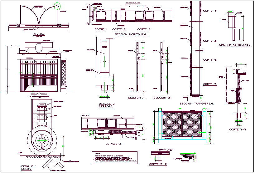 Metal Door with Olympic Mesh Design AutoCAD Drawing Section Detail