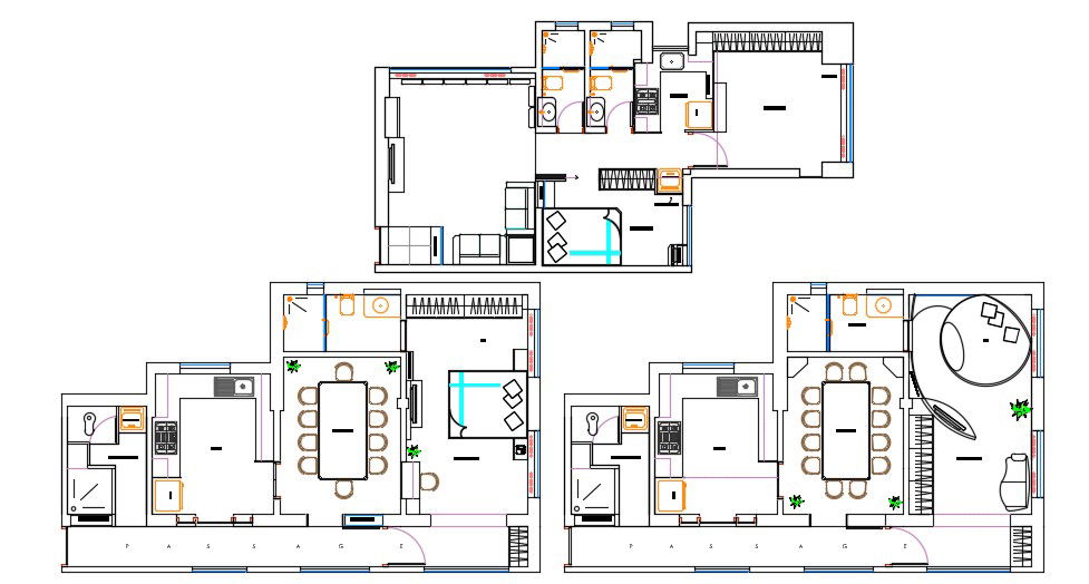 One BHK Residential Bungalow Furnished Plan Download