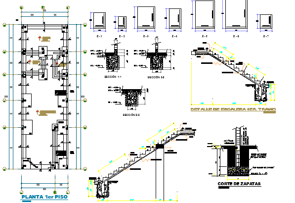 One Family Housing Staircase Construction Details dwg file