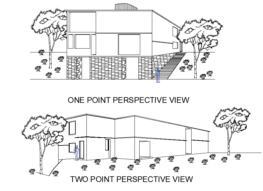 One and two perspective view autocad file