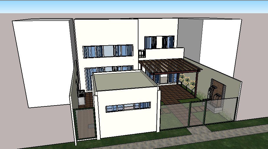 One family 3d house exterior elevation model cad drawing details dwg file