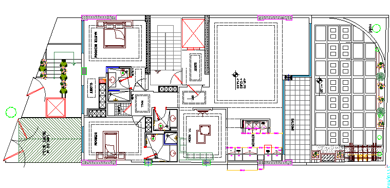 One family bungalow architecture layout plan dwg file