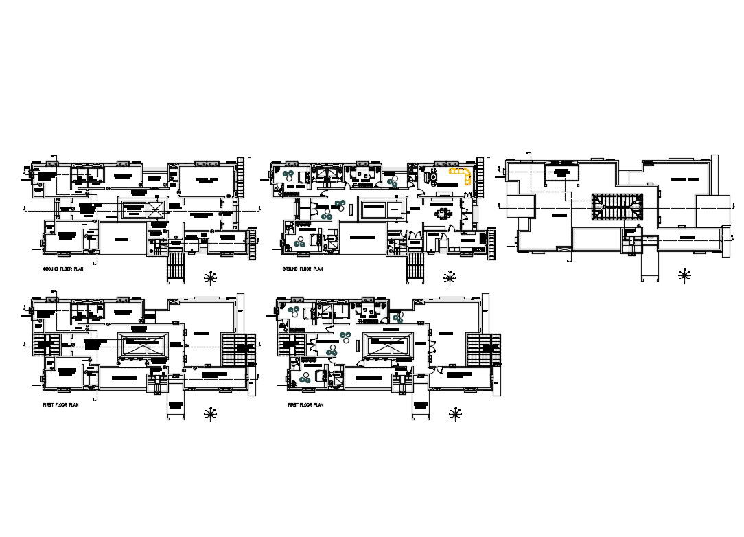One family bungalow floor plan layout cad drawing details dwg file