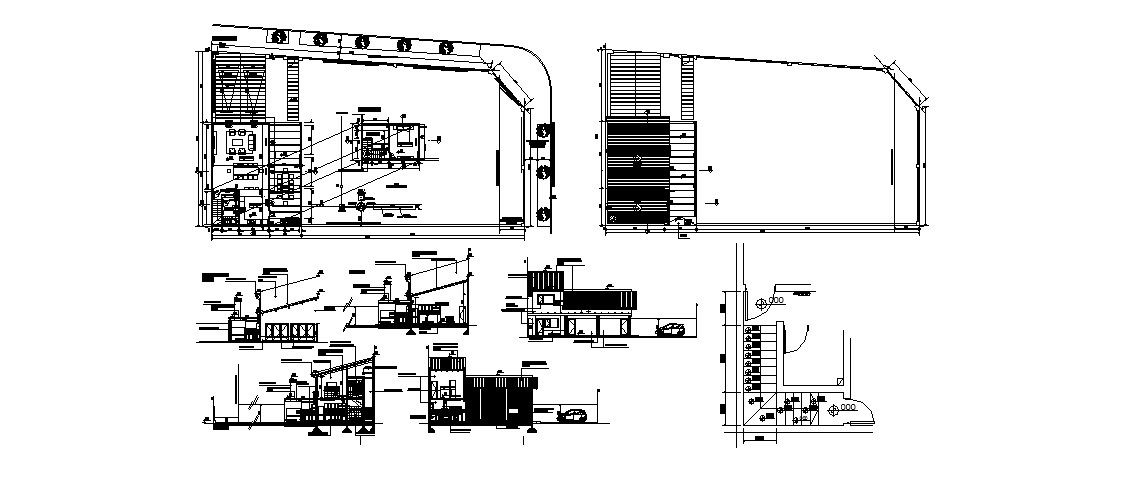 One family house all sided section, floor plan and auto-cad details dwg file