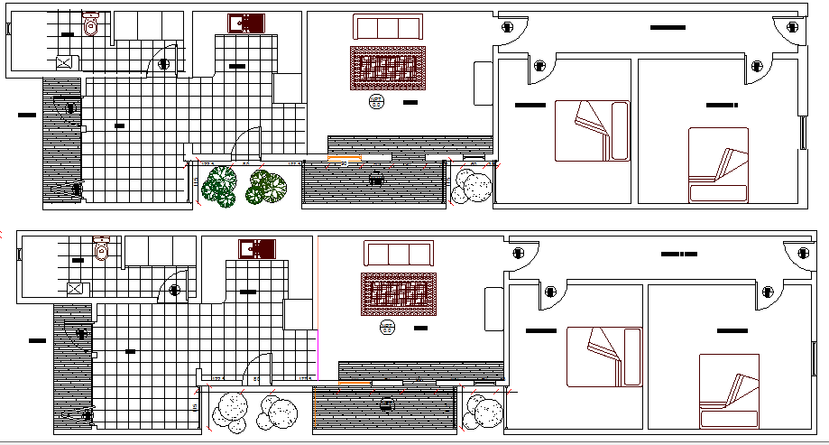 One family house architecture layout plan details dwg file