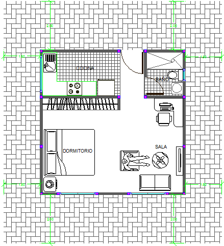 One family house architecture layout plan dwg file