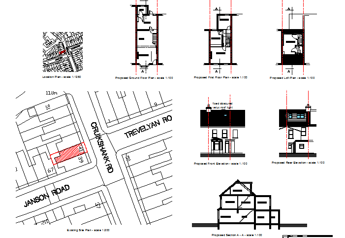 One family house architecture project details dwg file