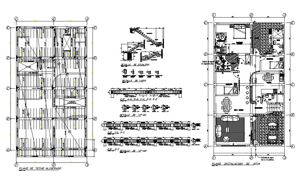 One family house constructive structure and layout plan cad drawing details dwg file