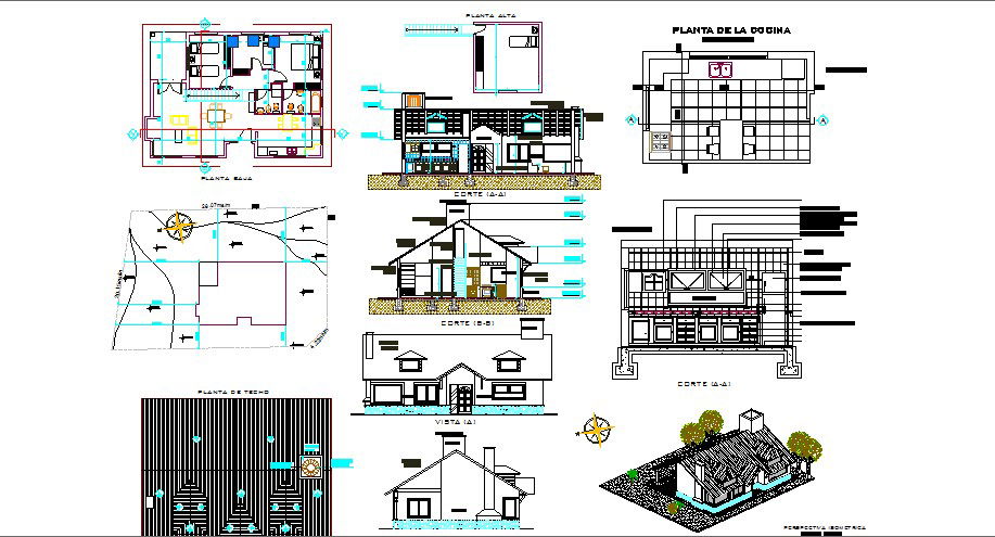 One family house detailed architecture project cad drawing details dwg file