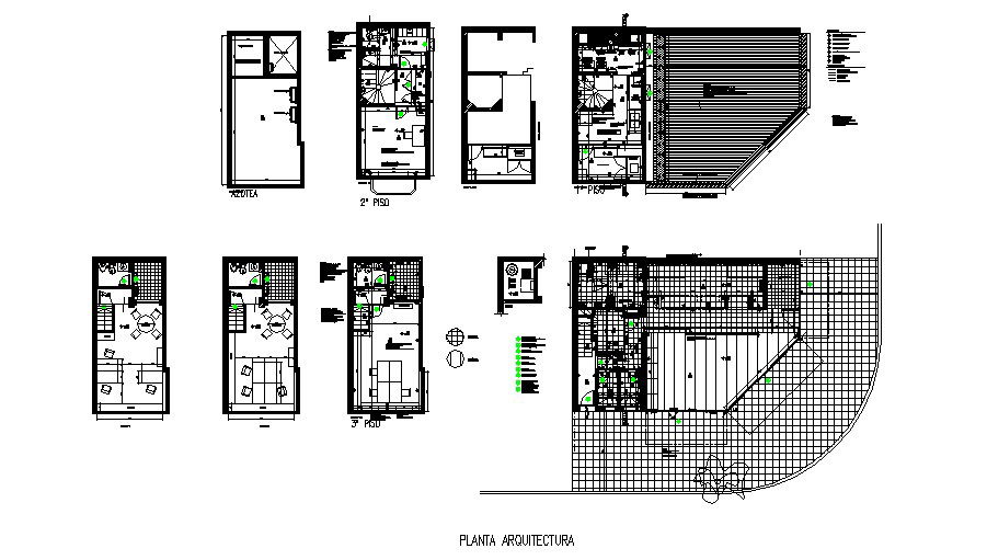One family house distribution and floor plan details dwg file