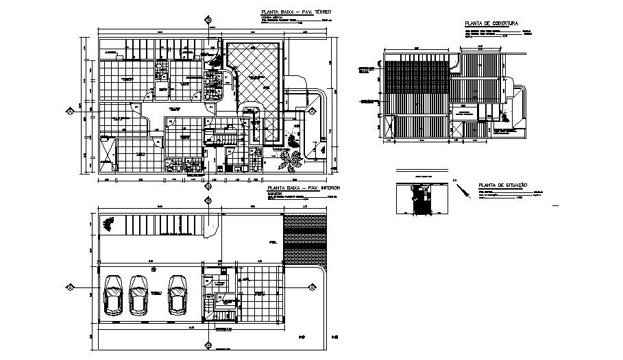 One family house distribution plan and cover plan cad drawing details dwg file