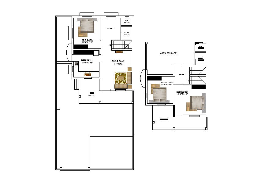One family house ground and first floor plan auto-cad details dwg file