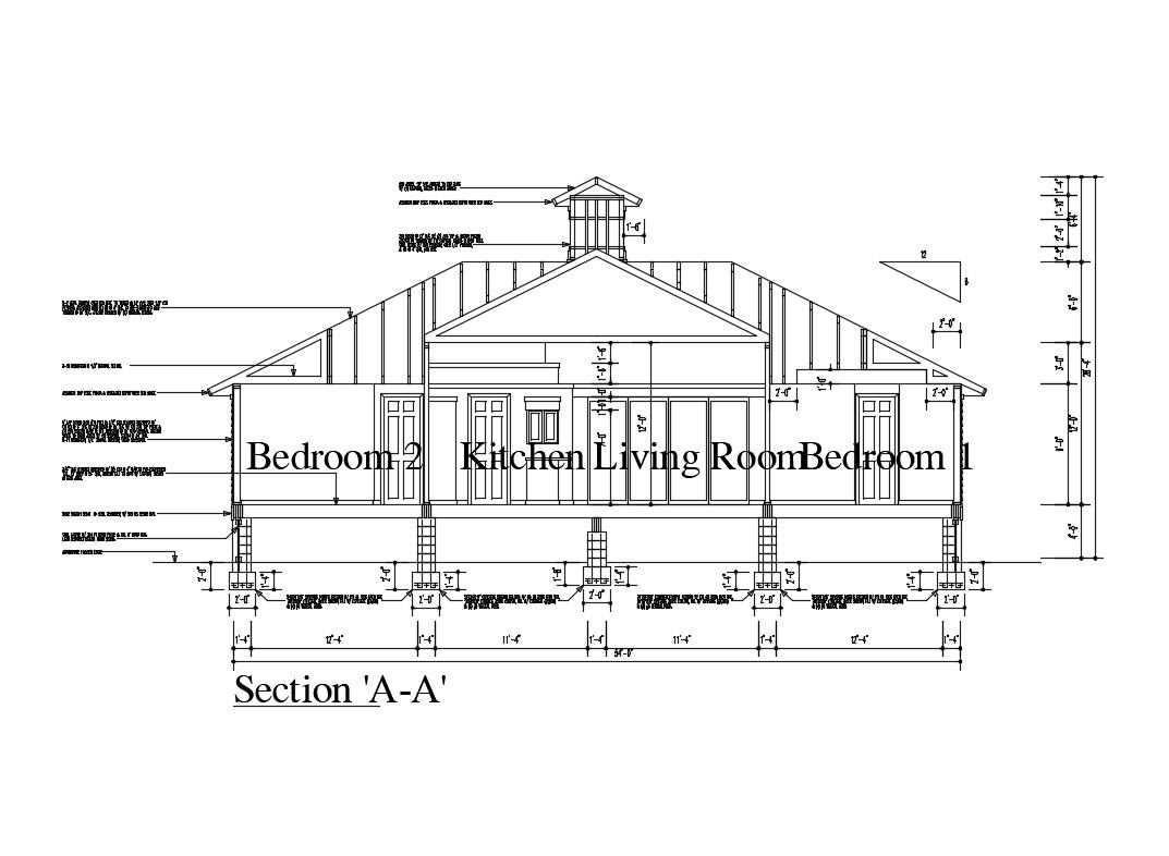 One family house main constructive sectional details dwg file