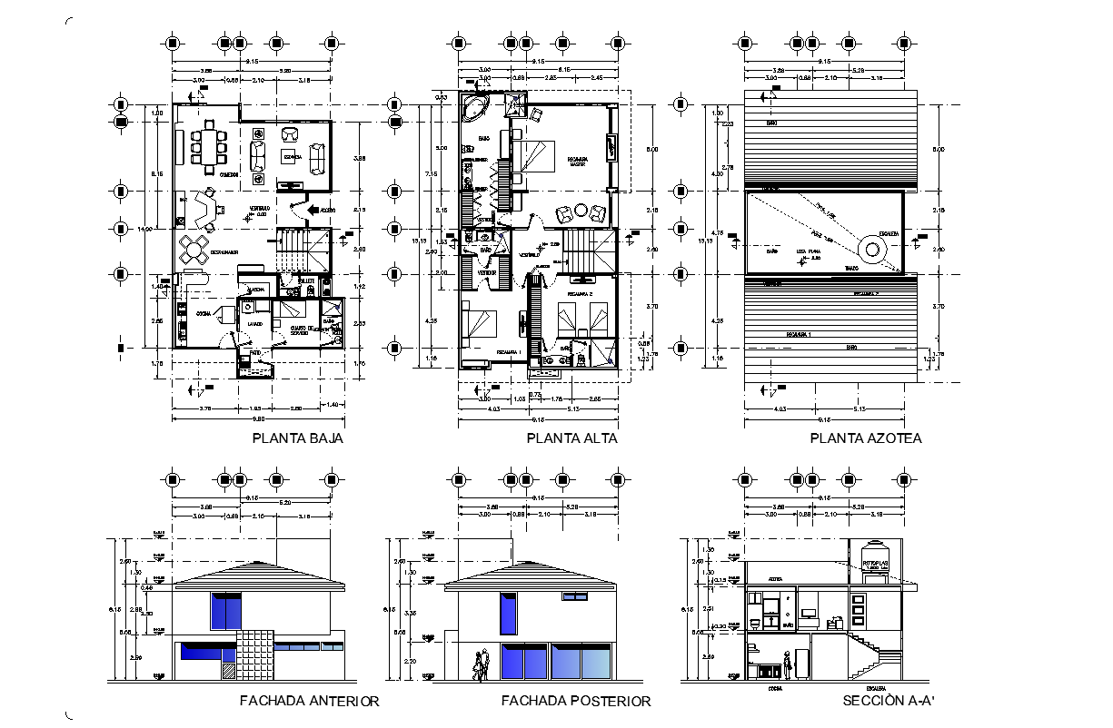 One family house plan detail dwg file,
