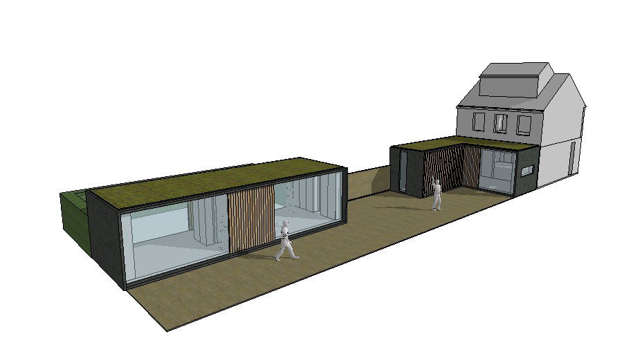 One family house with cabin 3d model cad drawing details skp file