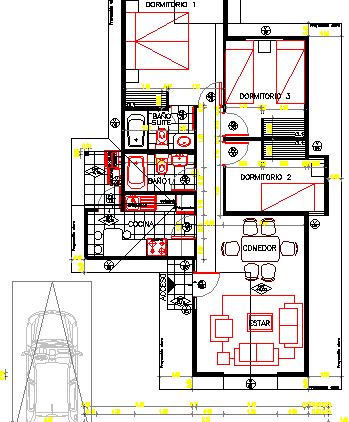 One family housing architecture layout plan dwg file