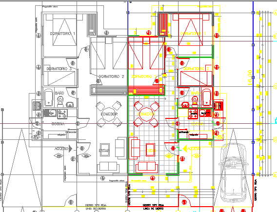 One family housing architecture layout plan dwg file