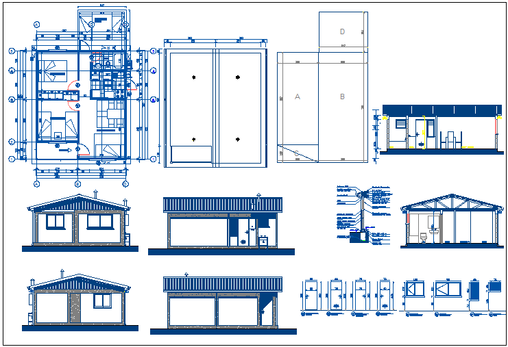 One family housing architecture project dwg file
