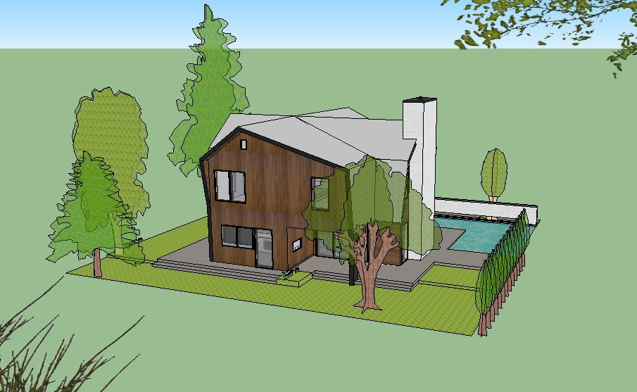 One family small 3d house model cad drawing details skp file